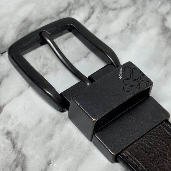 Columbia Black Brown Belt Mens Size 40 Dark Tone Metal Hardware - Picture 1 of 14